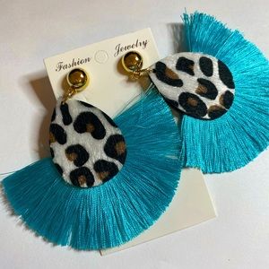 •SOLD• Cheetah tassel earrings